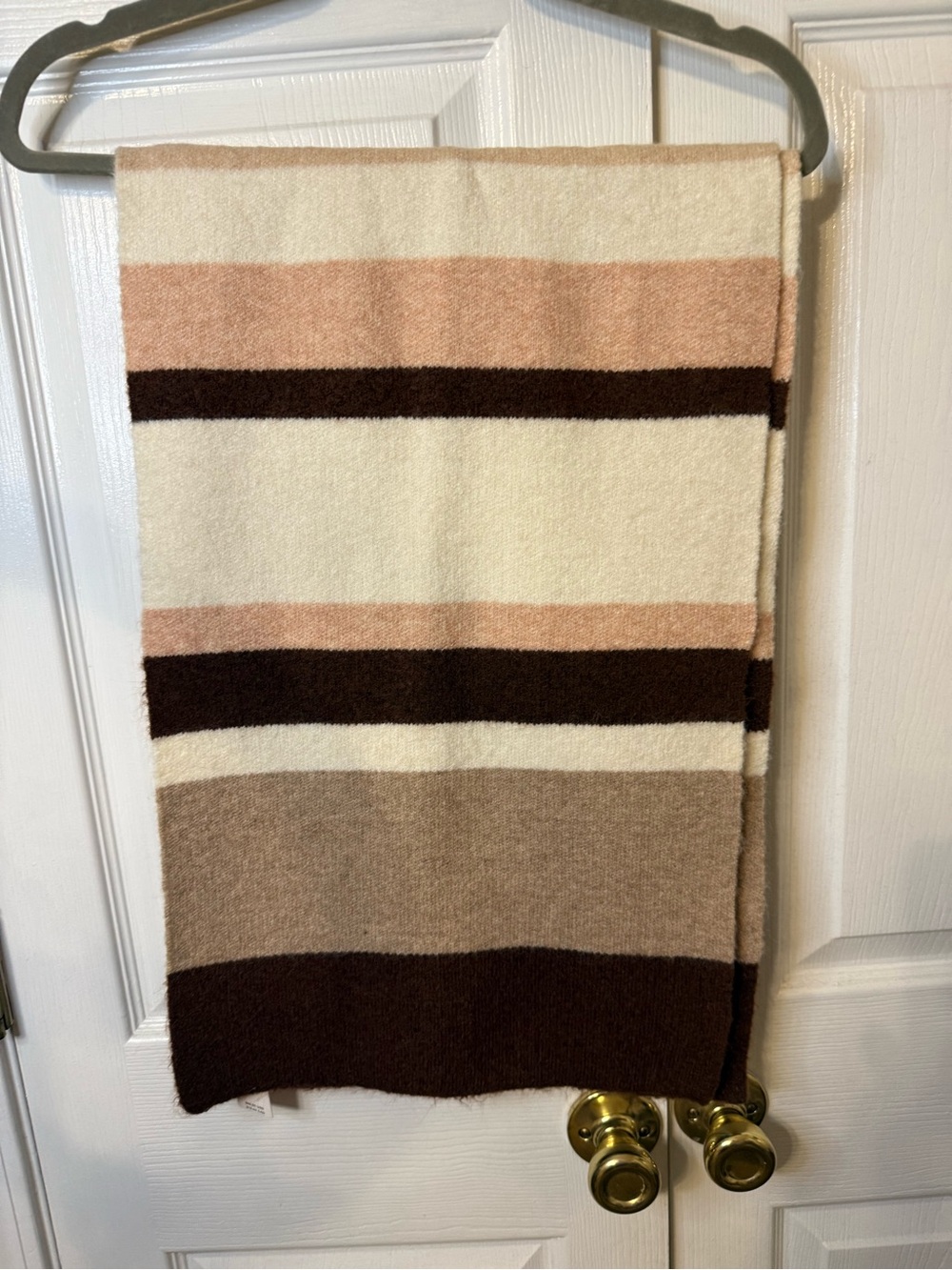 Anthropologie Striped Scarf in Cream, Brown, Tan, and Pink